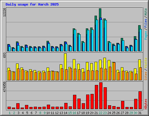 Daily usage for March 2025
