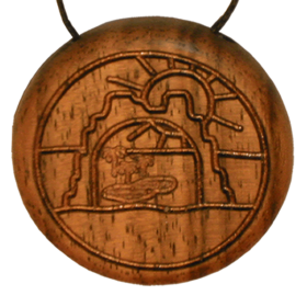 Amulett Holz Oasis mit Saharasand