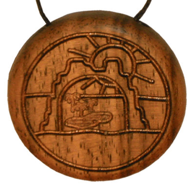 Amulett Holz Oasis mit Saharasand
